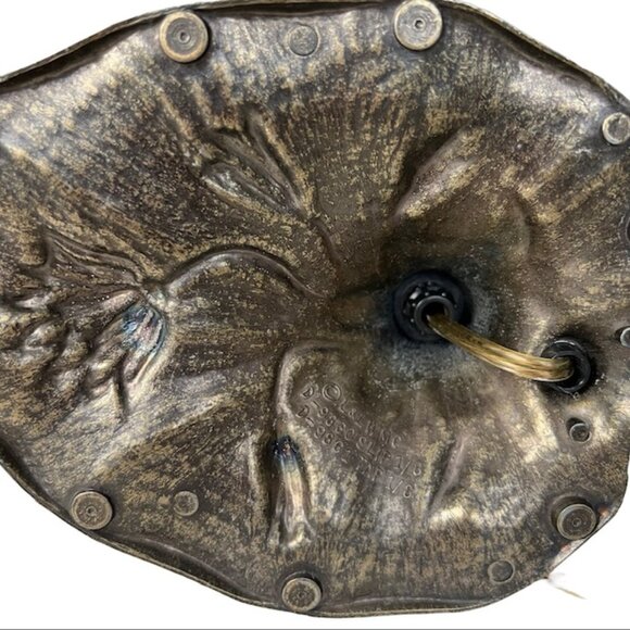 Vintage L&L WMC Tiffany Style Stained Glass Table Lamp MCM Pink - Lily Pad 19"H - Picture 12 of 13